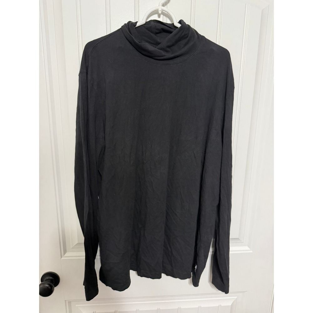 Eddie Bauer Shirt Mens 2XL Active Mock Neck Long Sleeve Stretch Black EUC